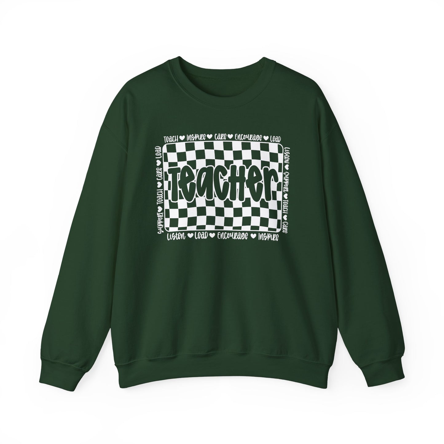Teacher Checkered Crewneck Sweatshirt