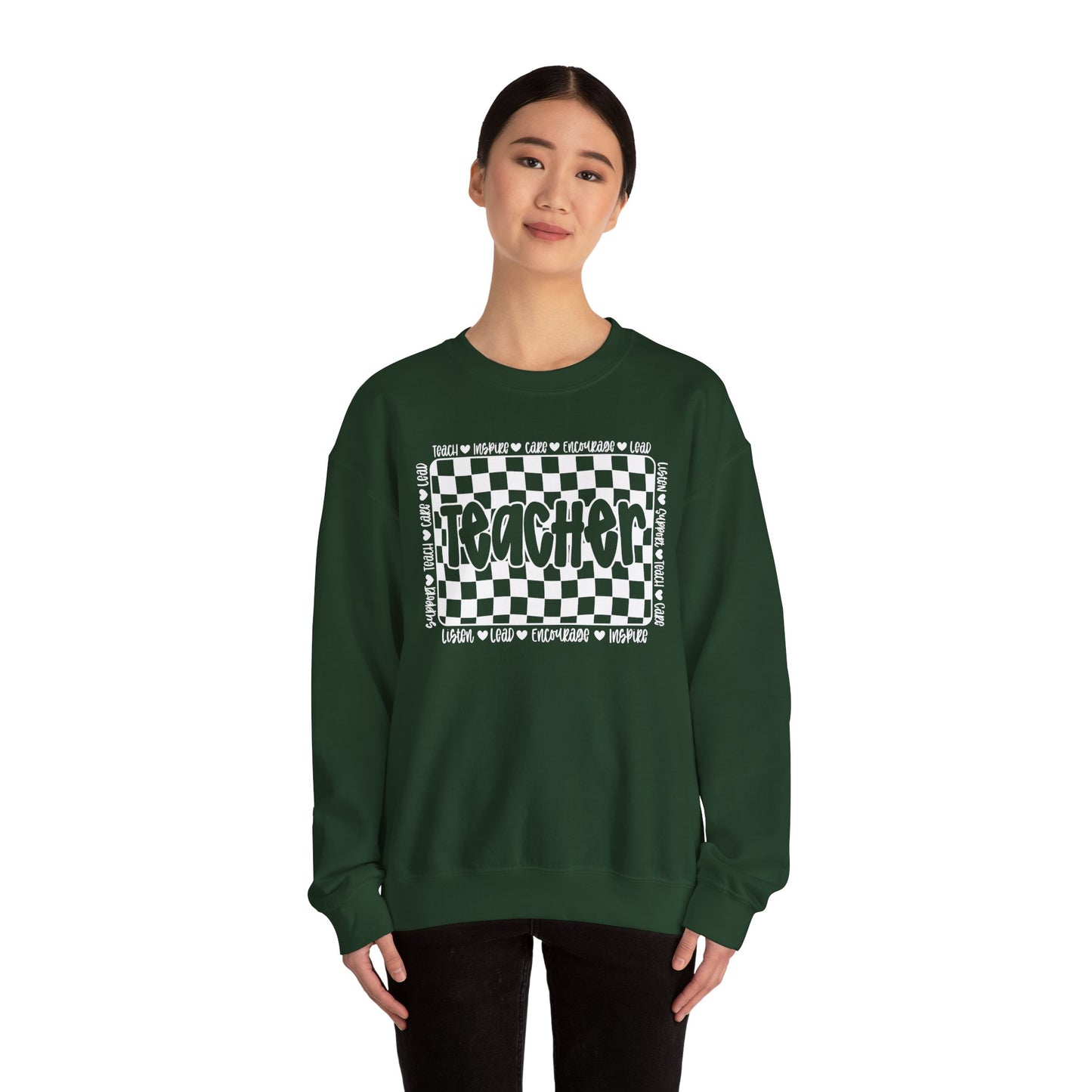 Teacher Checkered Crewneck Sweatshirt