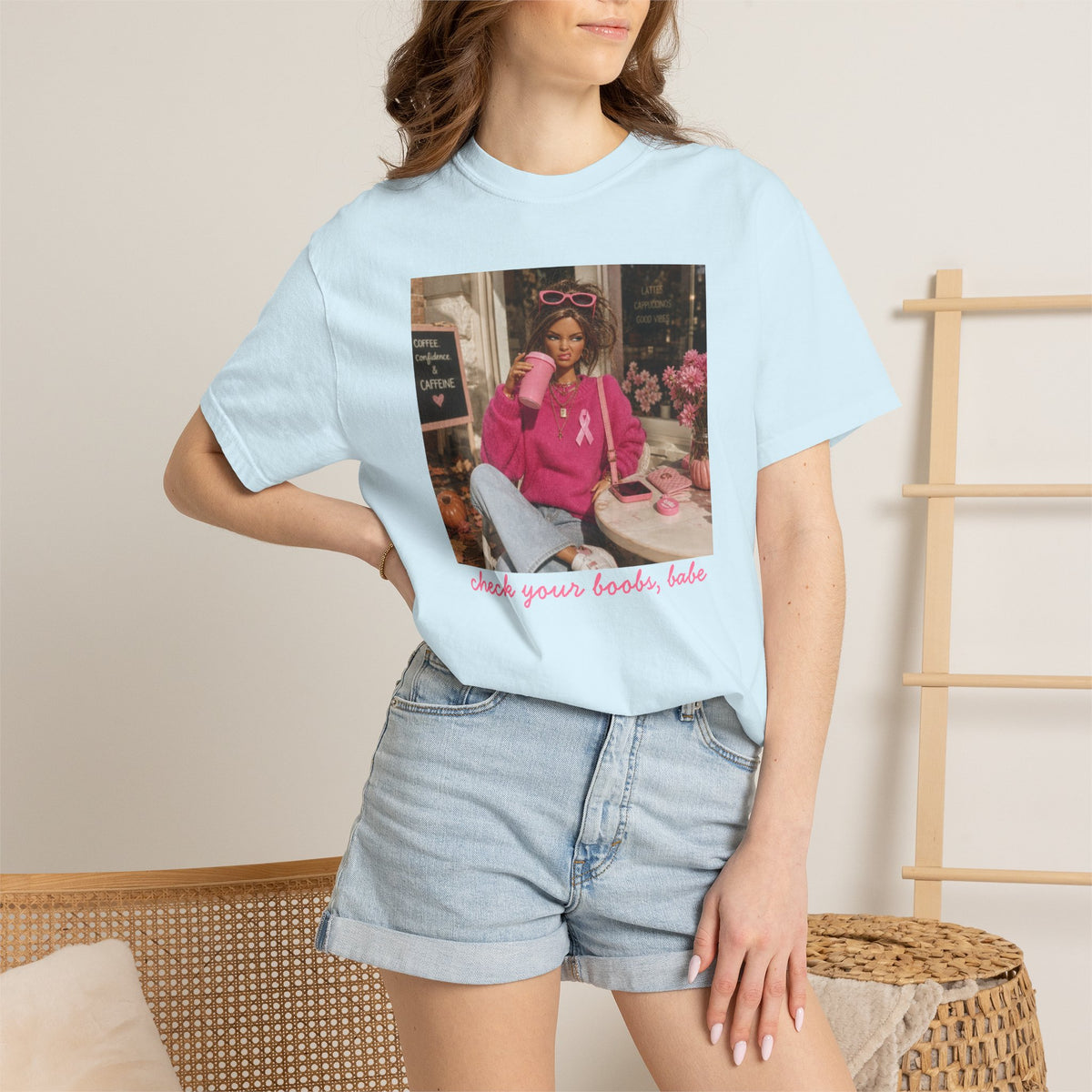 Breast Cancer Awareness T-Shirt — "Check Your Boobs, Babe" Retro Pink Ribbon Tee
