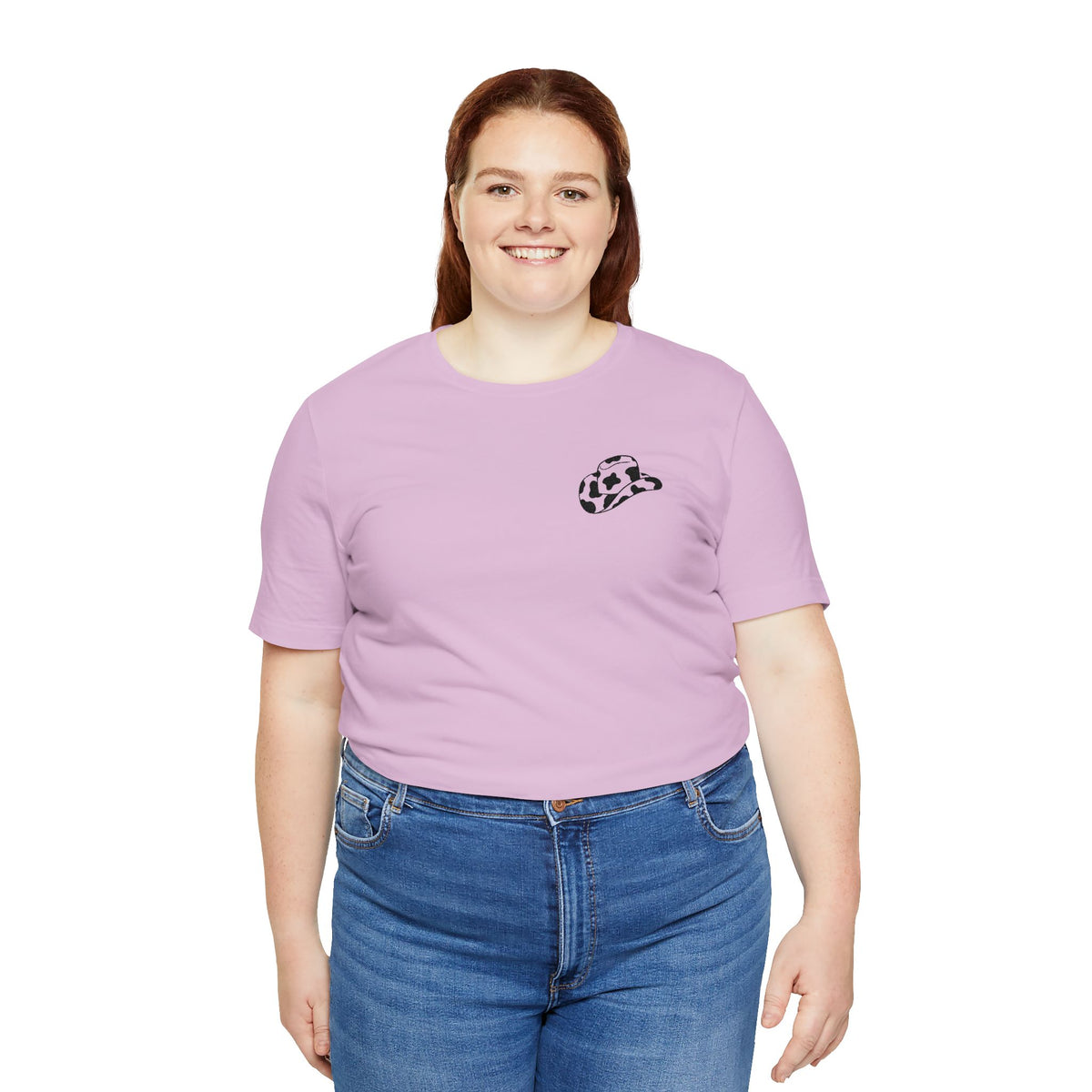 Cowpens Cow Print Cap Embroidered Tee — Minimalist Graphic T-Shirt