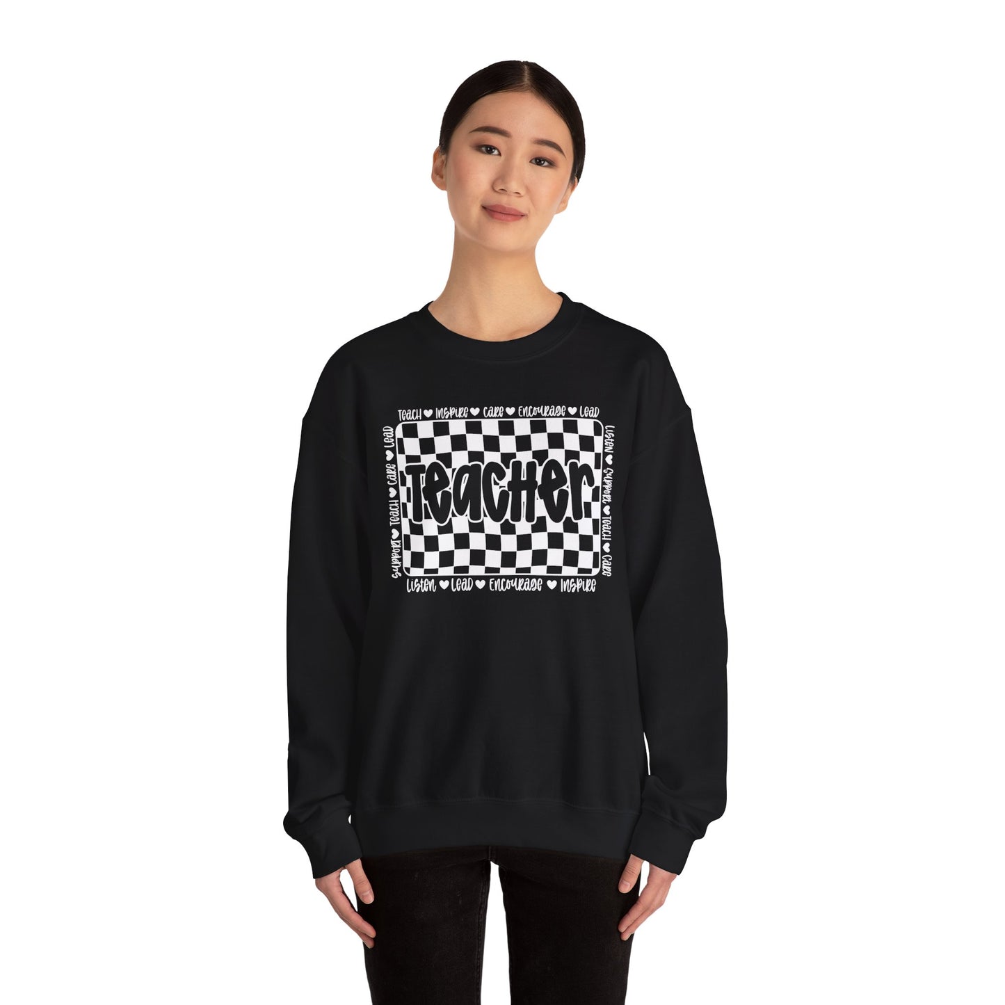 Teacher Checkered Crewneck Sweatshirt