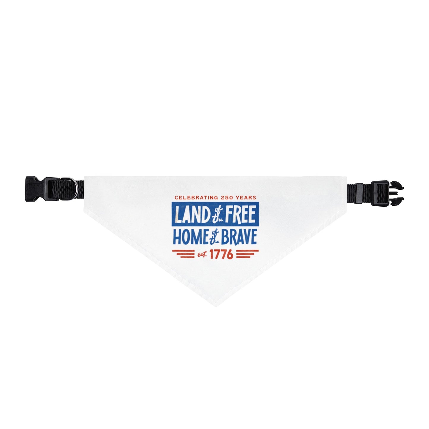 Patriotic Clip-On Pet Bandana — "Land of the Free, Home of the Brave" 1776