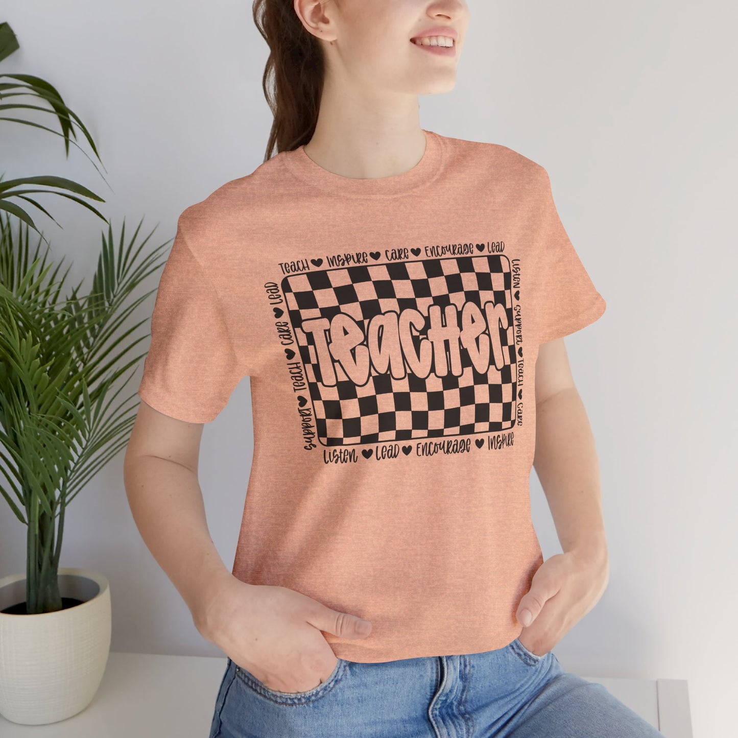Teacher Checkered Unisex Bella Canvas Tee