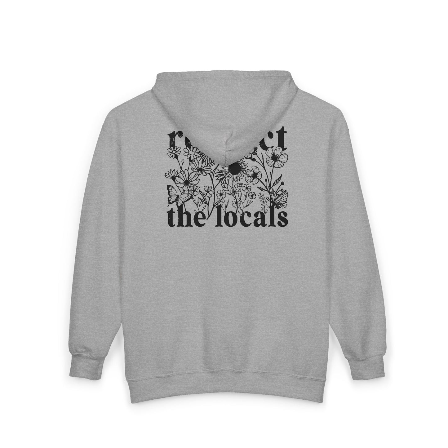 Respect the Locals Zip Hoodie — Floral Conservation Back Print
