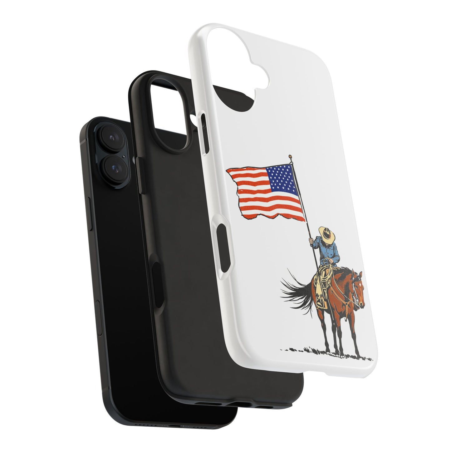 Rugged Western Phone Case — Cowboy Holding American Flag