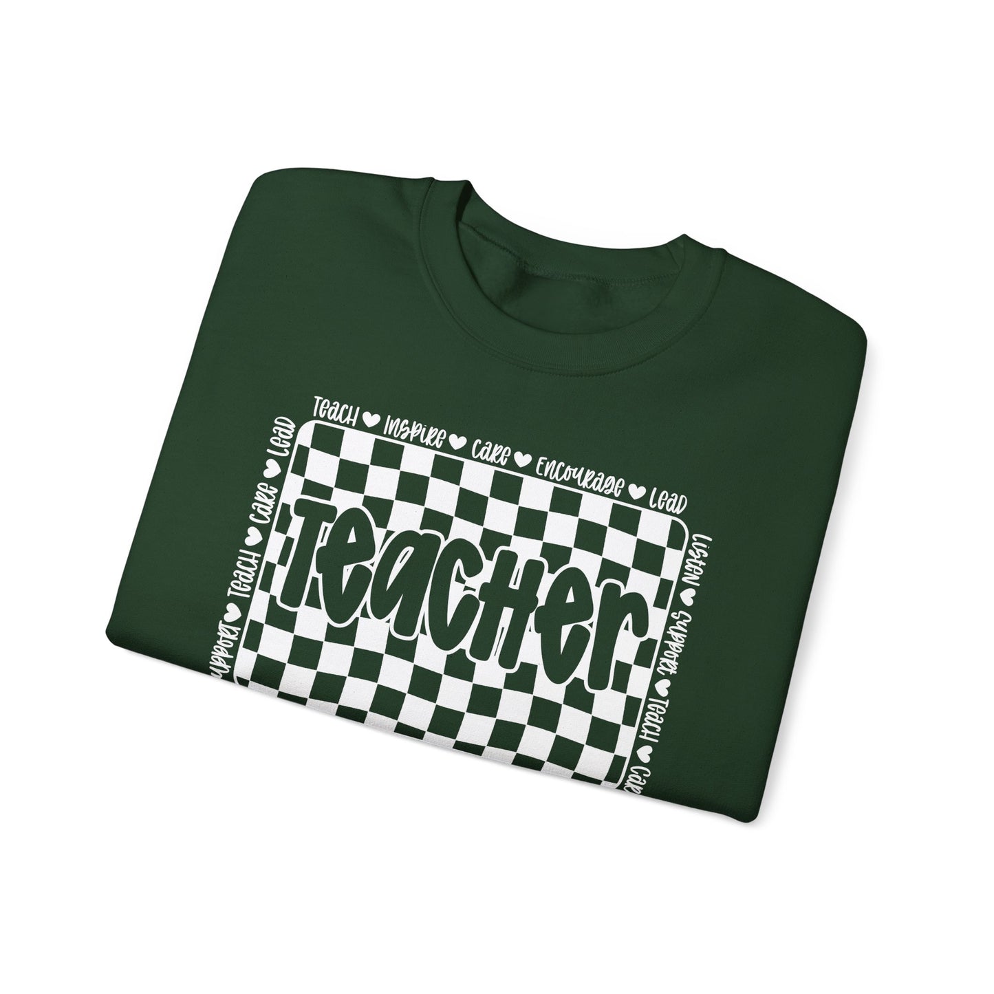 Teacher Checkered Crewneck Sweatshirt