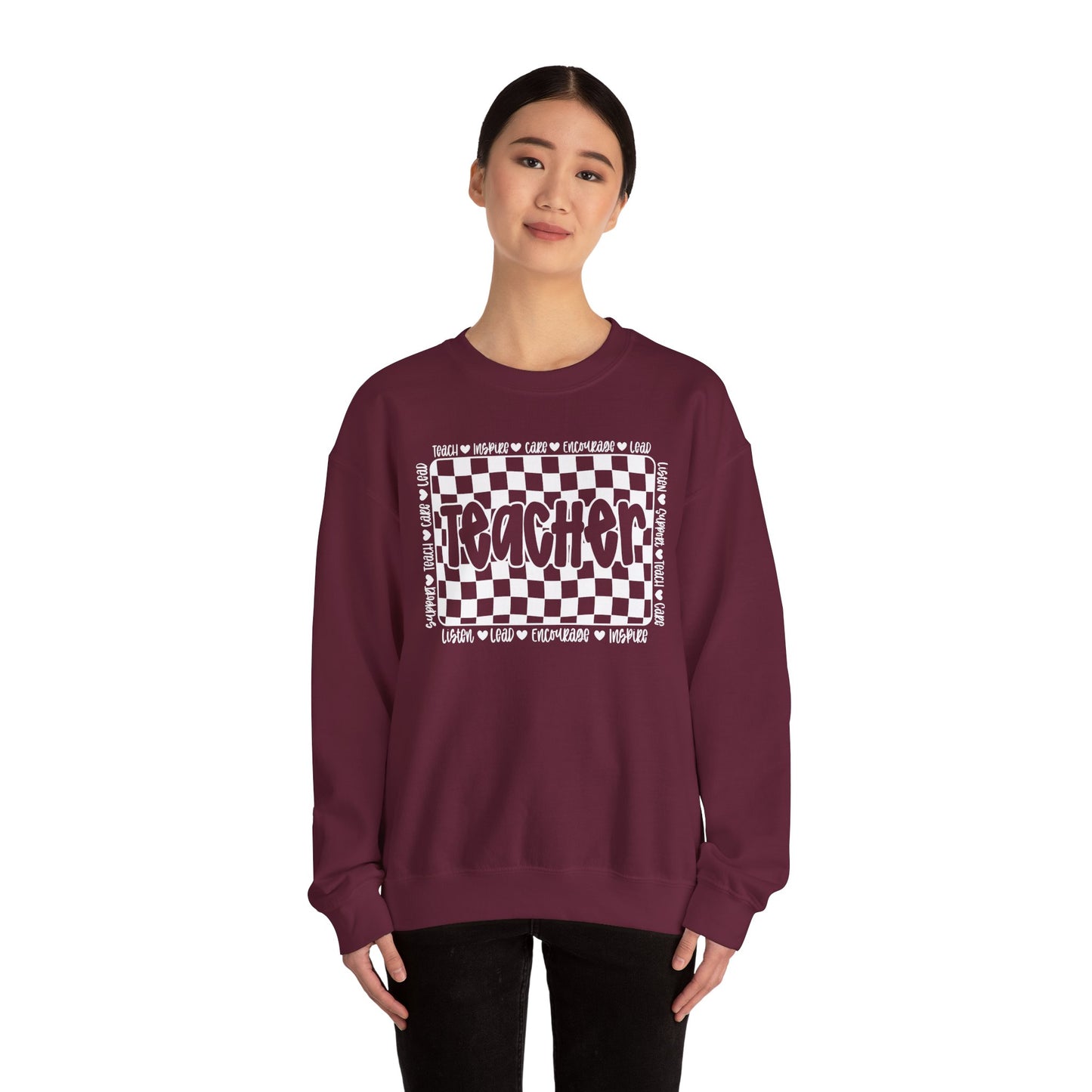 Teacher Checkered Crewneck Sweatshirt