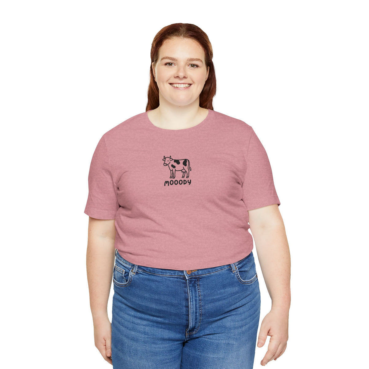 Cowpens Cow Tee – 'Mooody' Minimalist Embroidered Graphic T-Shirt