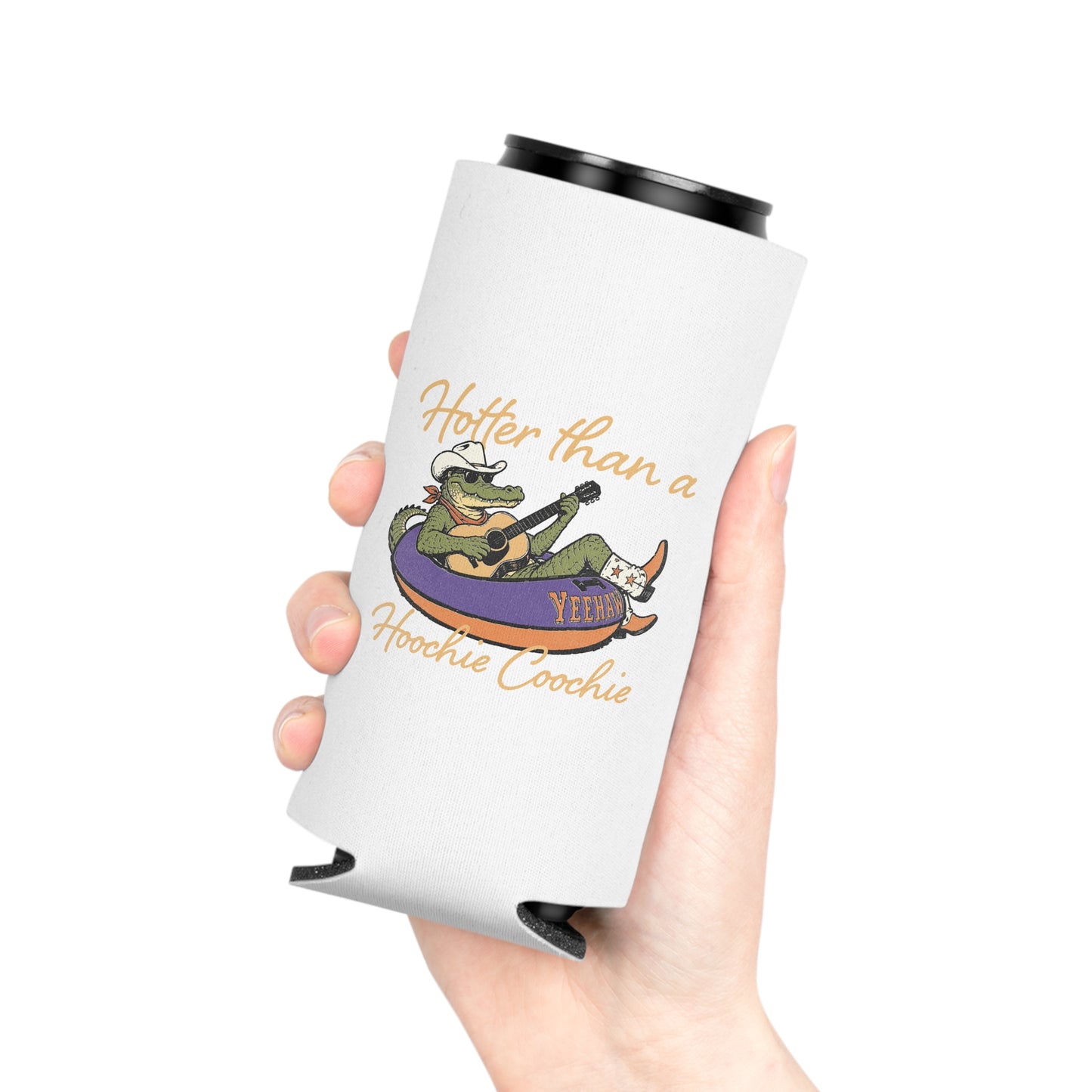 Can Cooler - "Hotter Than a Hoochie Coochie" Alligator Float Novelty Koozie