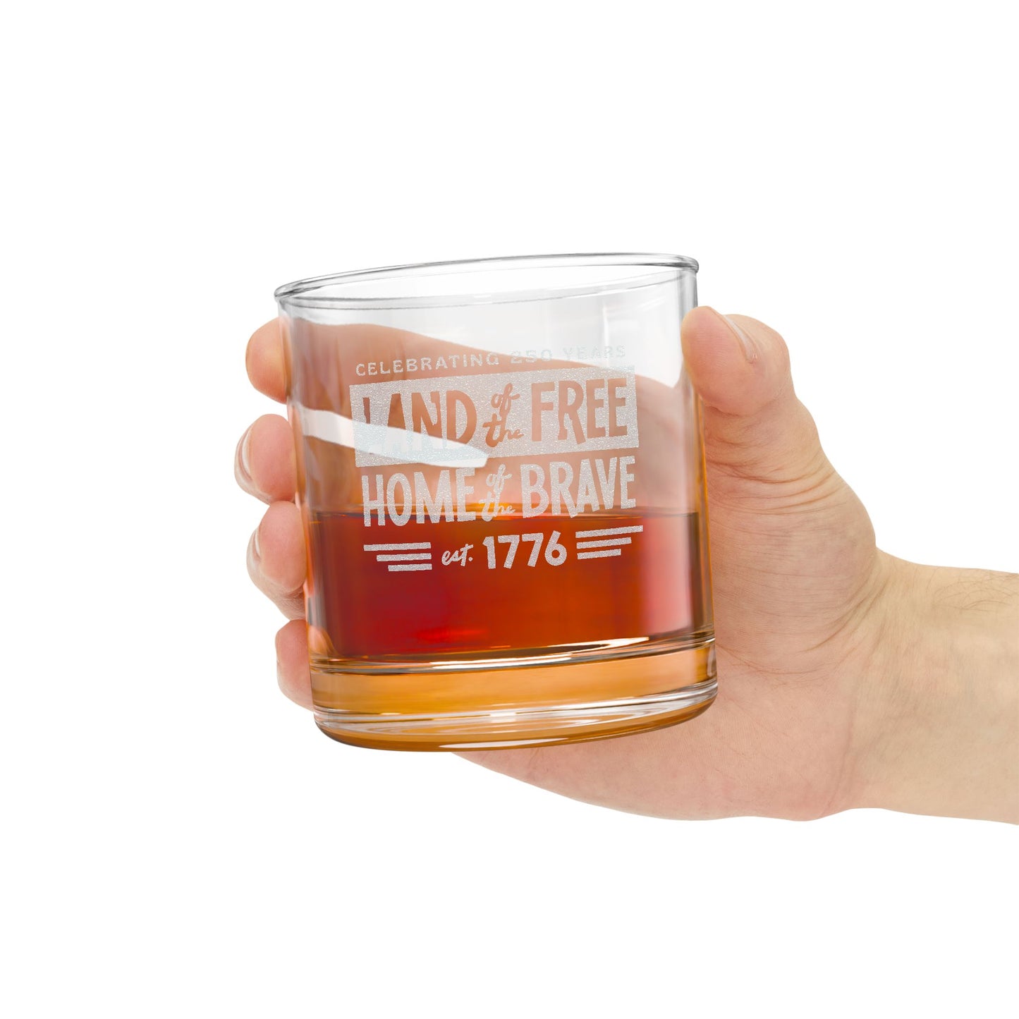 Engraved "Land of the Free, Home of the Brave" 10.5oz Whiskey Glass