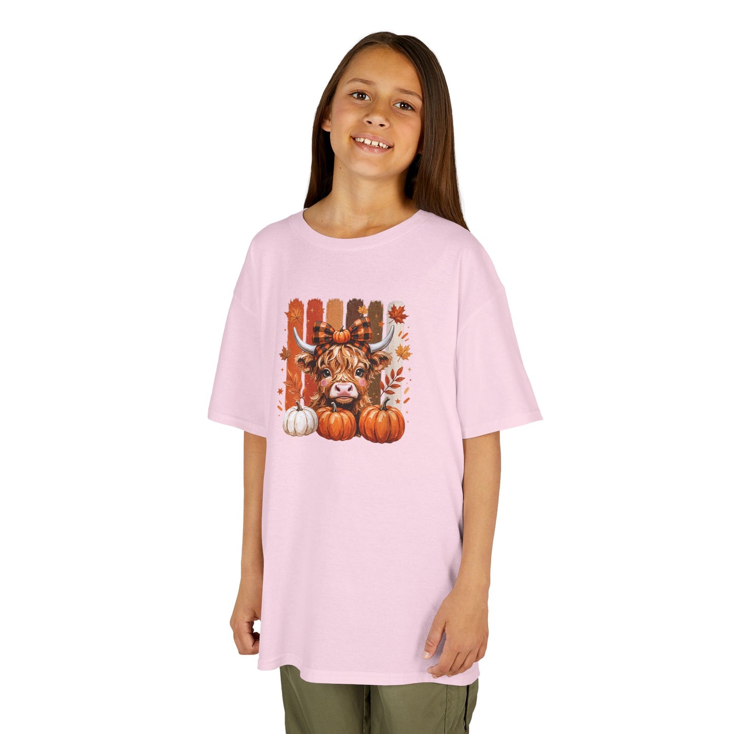 Kids Fall Cow Pumpkin T-Shirt