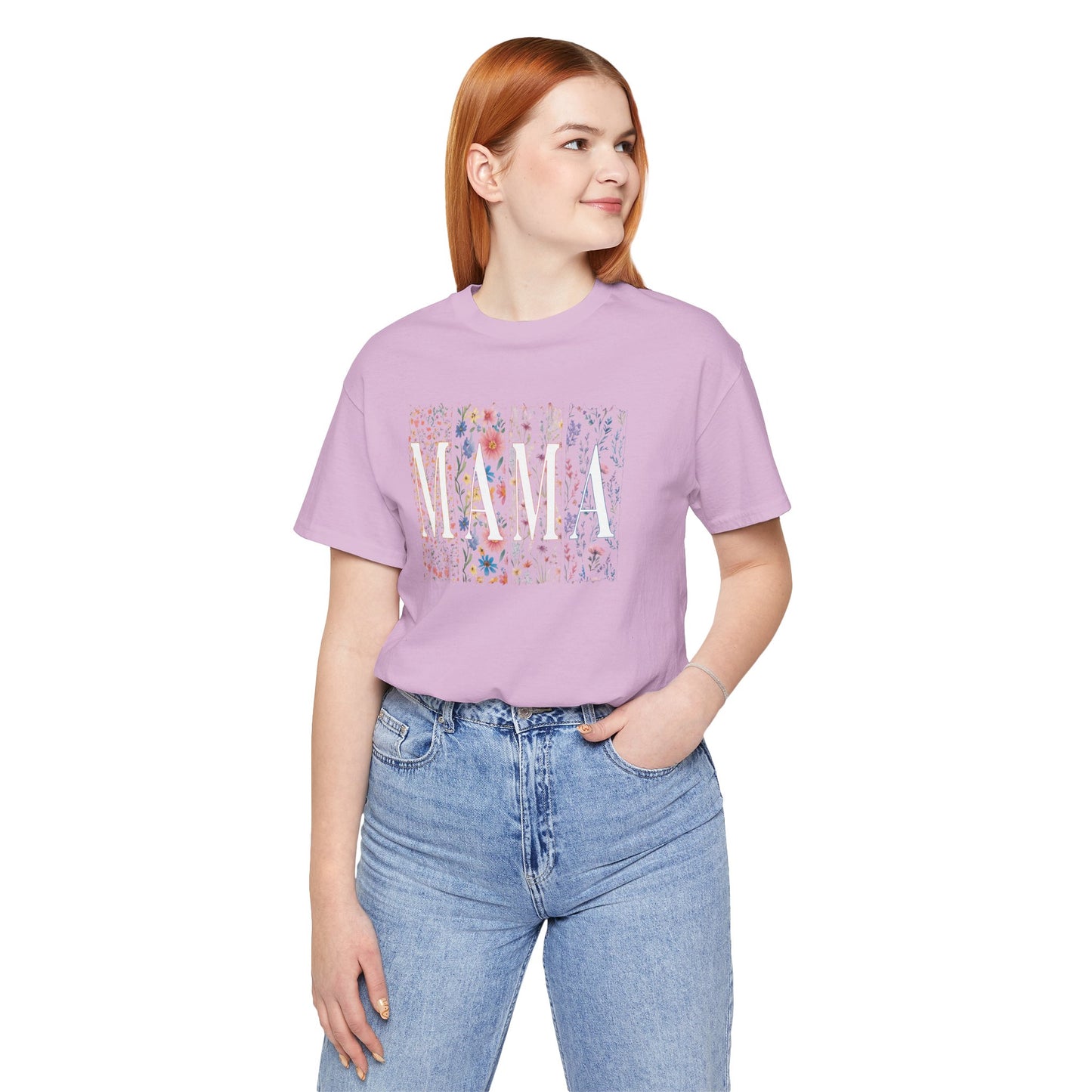 Mama Floral Tee — Soft Pink Mother’s Day Shirt with Floral Typography