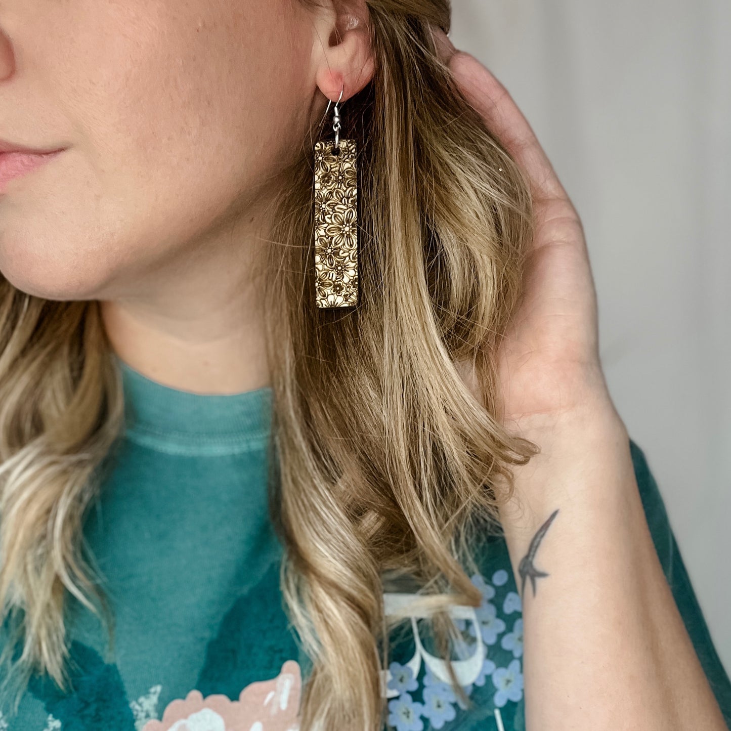 Wooden Floral Dangles