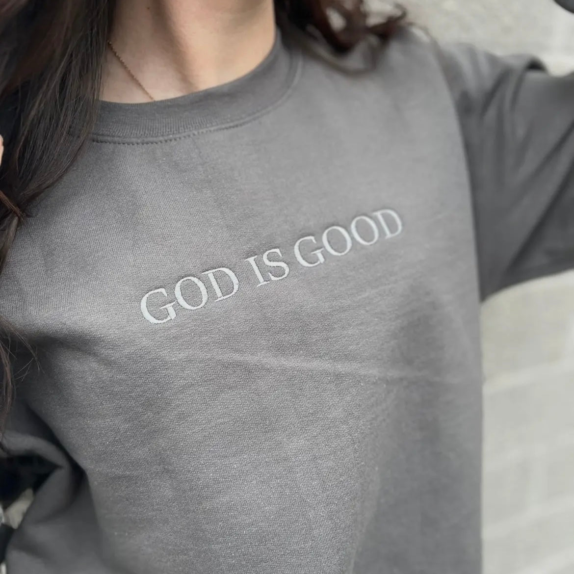 God is Good Embroidered Crewneck