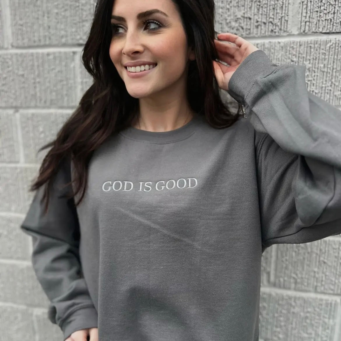 God is Good Embroidered Crewneck