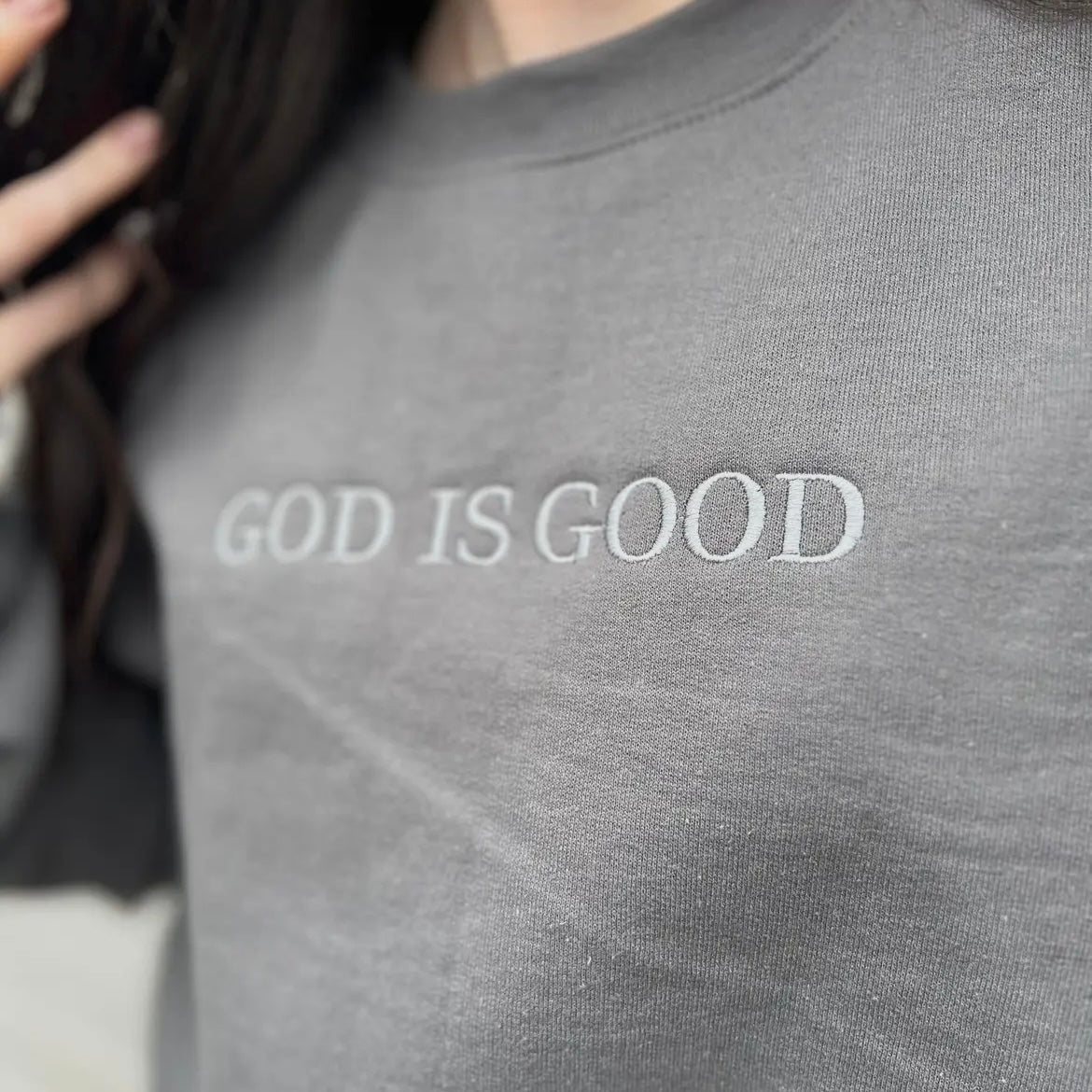 God is Good Embroidered Crewneck