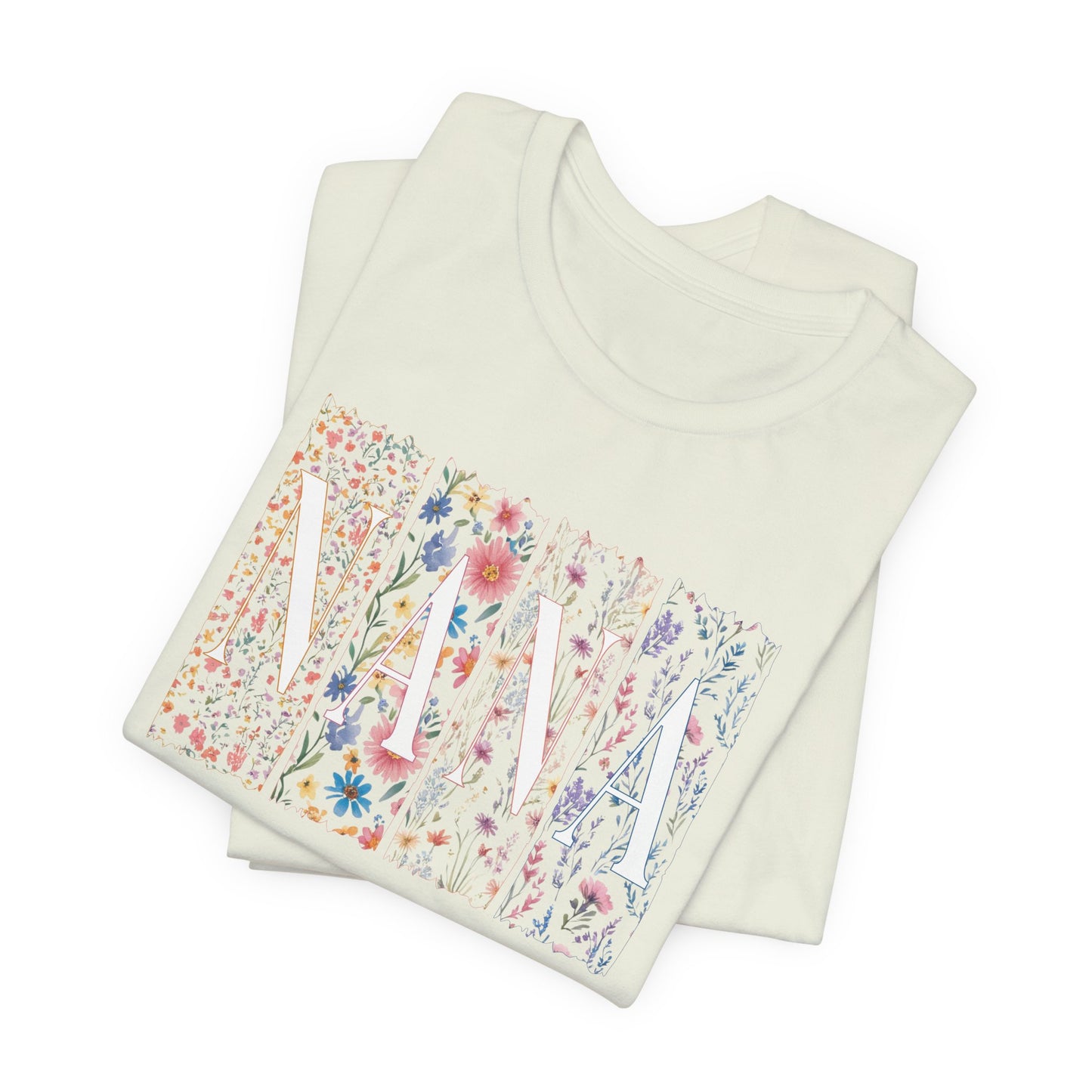 Floral Meadow "Nana" Graphic Tee — Colorful Wildflower Illustration T-Shirt