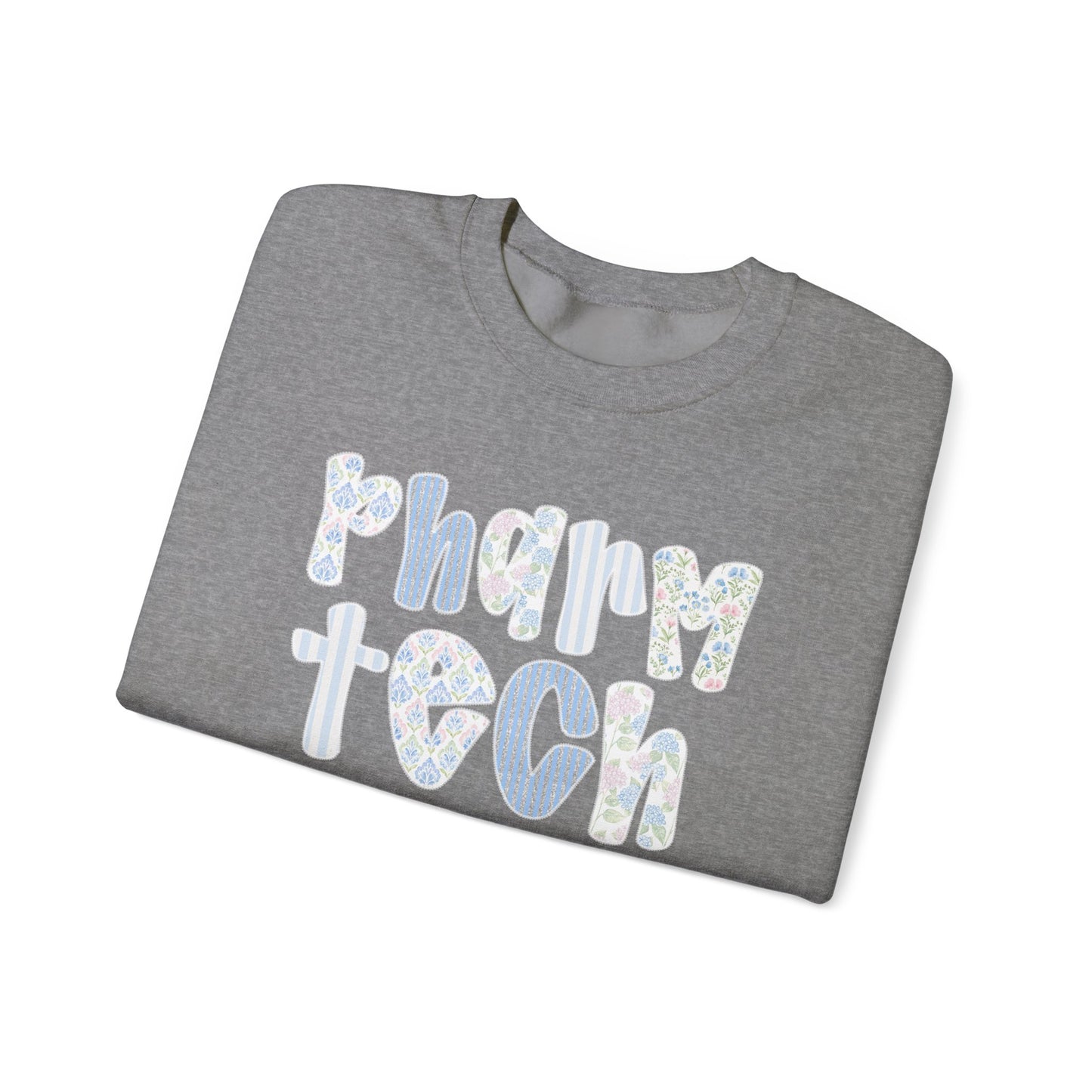 Pharm Tech Floral Crewneck Sweatshirt — Cute Pharmacy Technician Gift