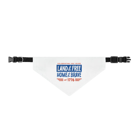 Patriotic Clip-On Pet Bandana — "Land of the Free, Home of the Brave" 1776