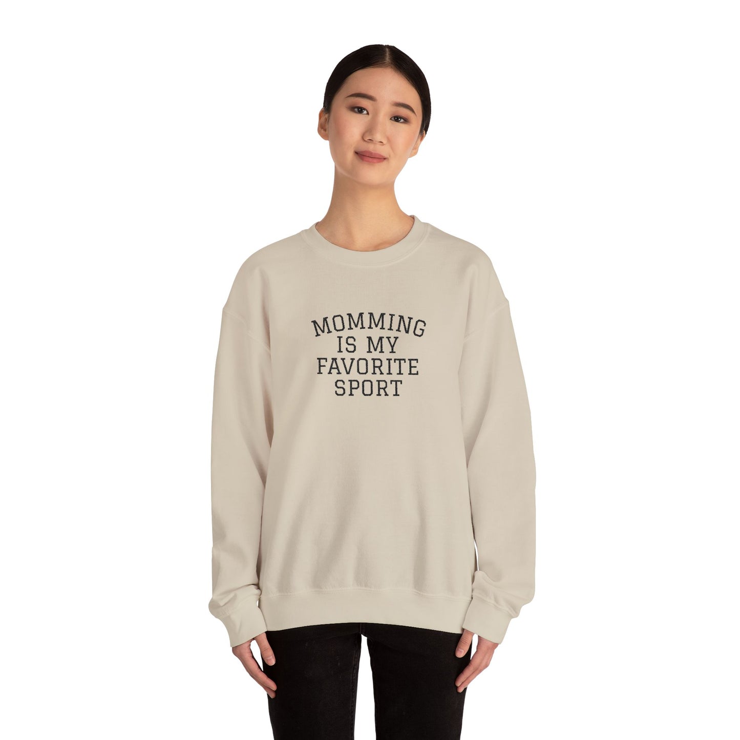 Momming Is My Favorite Sport Embroidered Sweatshirt