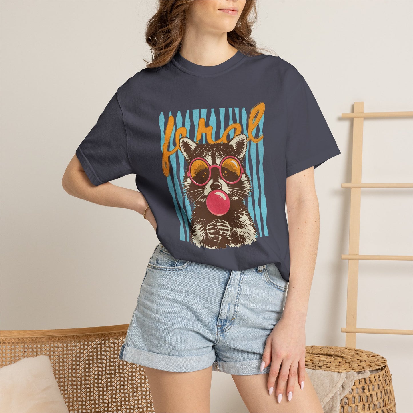 Raccoon Bubblegum Tee — Vintage Sunglasses Graphic T-Shirt