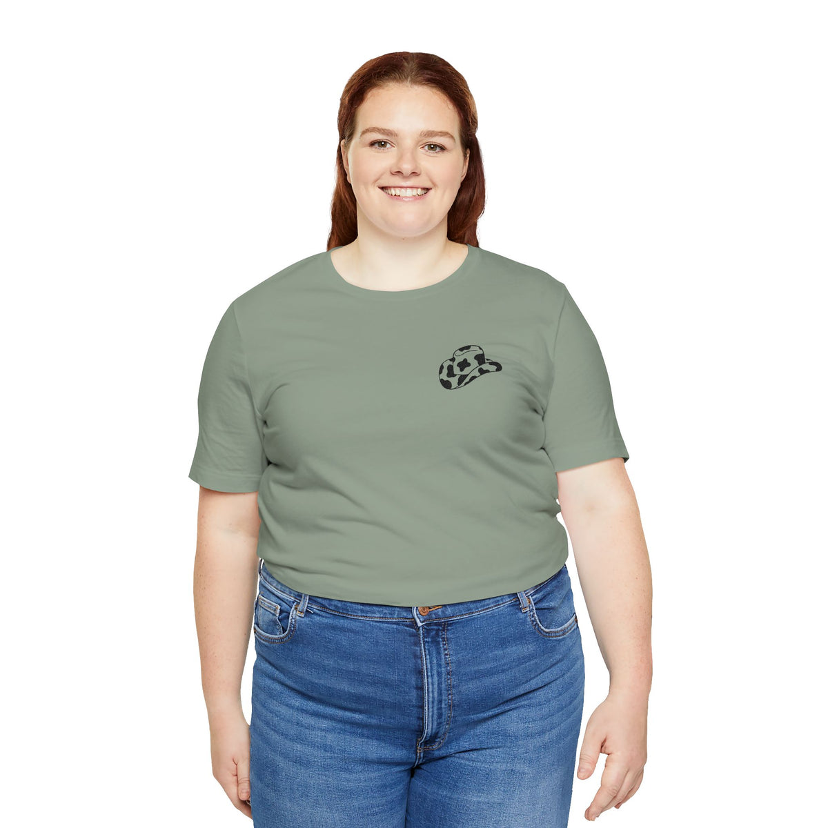Cowpens Cow Print Cap Embroidered Tee — Minimalist Graphic T-Shirt
