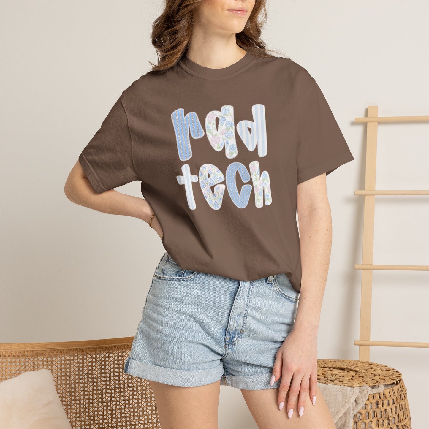 Rad Tech T-Shirt — Retro Floral 'rad tech' Graphic Tee for Radiologic Technologists