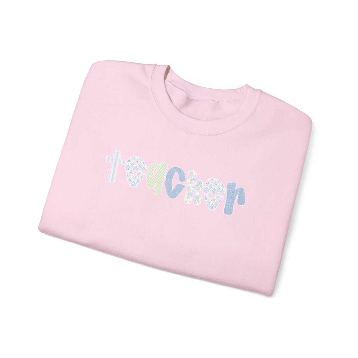Teacher Floral Crewneck Sweatshirt — Pastel Heart & Flower Teacher Gift