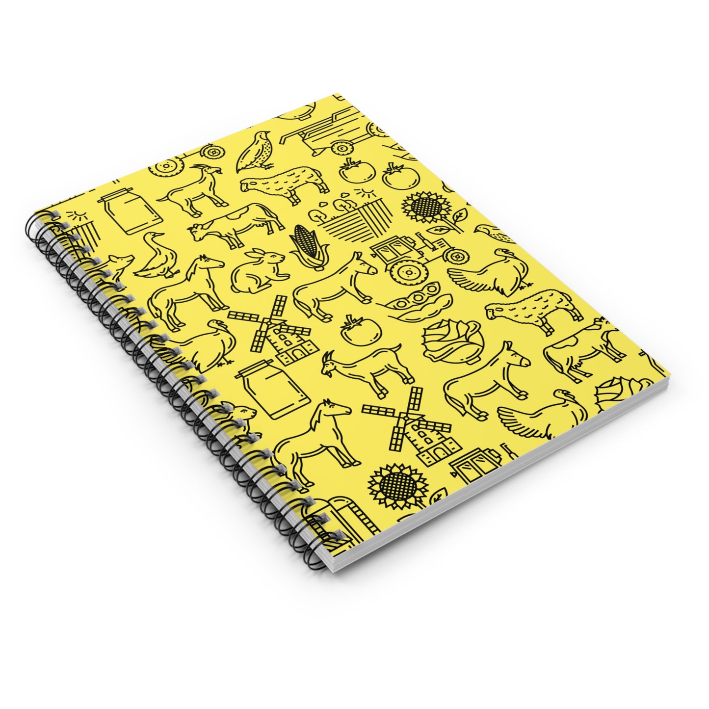 Farm Life Yellow Spiral Notebook