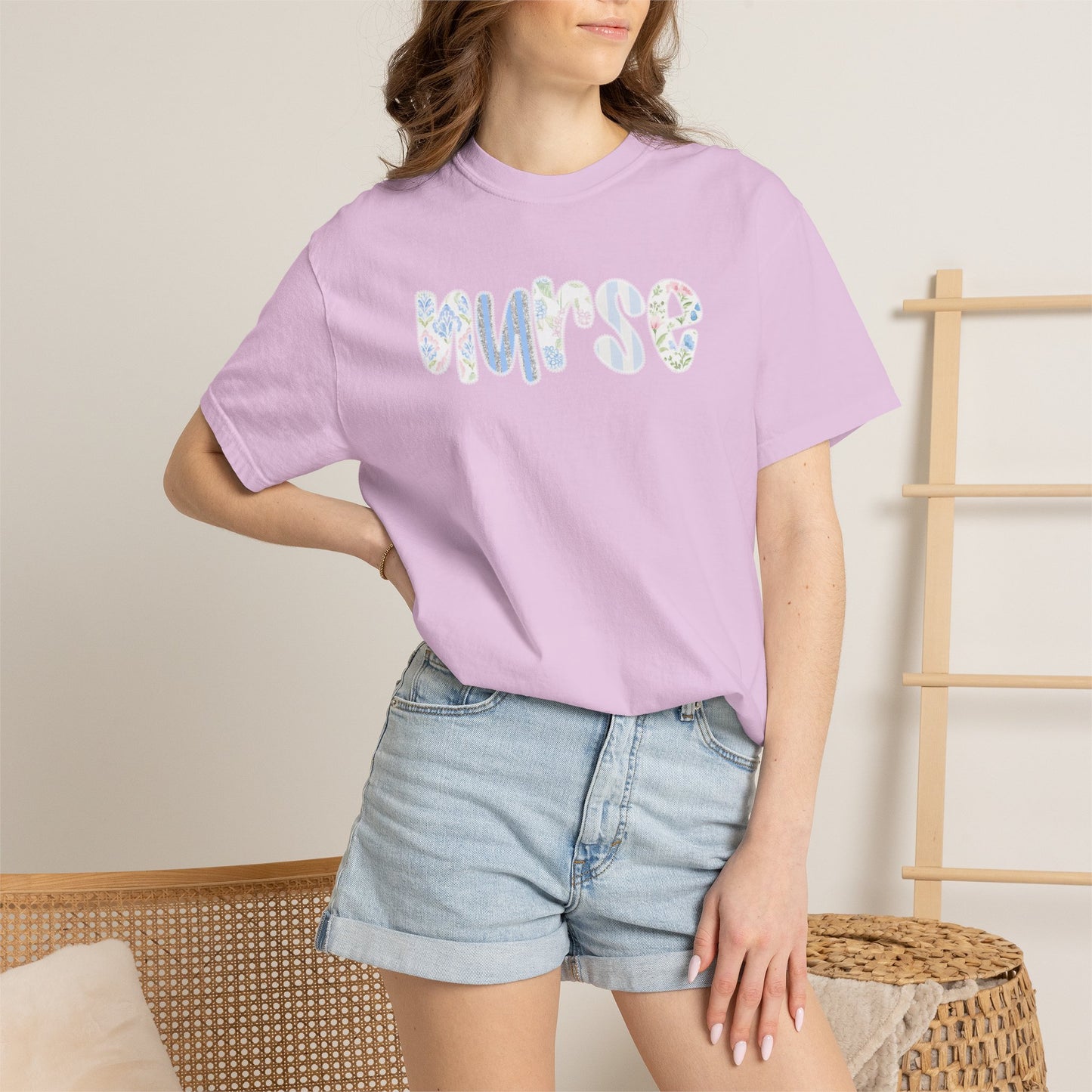 Nurse Floral Script T‑Shirt — Healthcare Appreciation