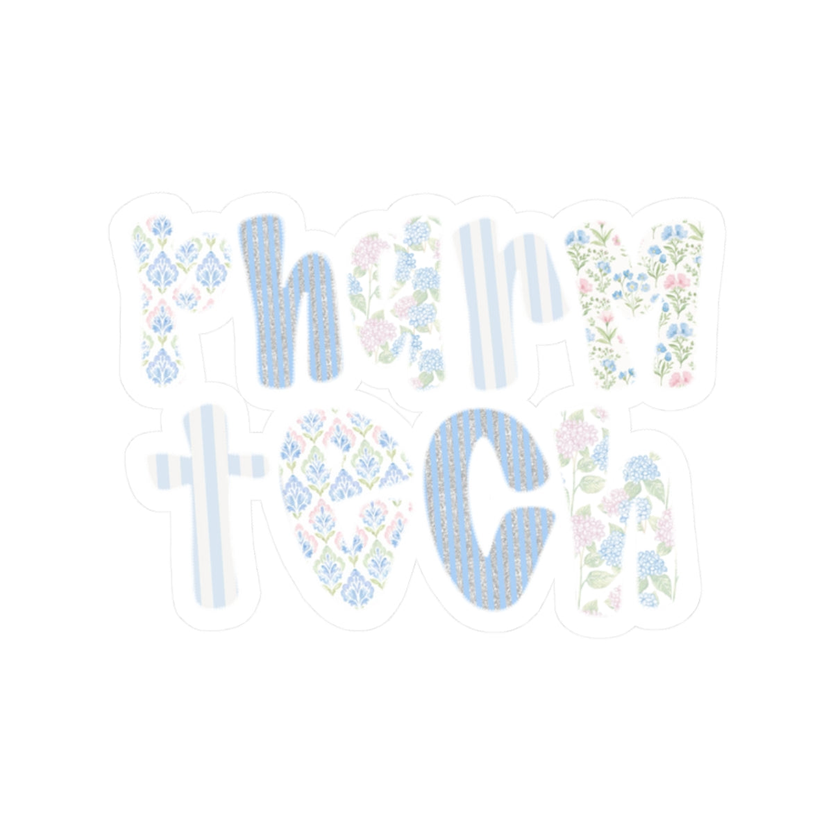 Pharmacy Tech Floral Kiss-Cut Sticker — Cute Laptop & Water Bottle Decal for Pharmacy Technicians