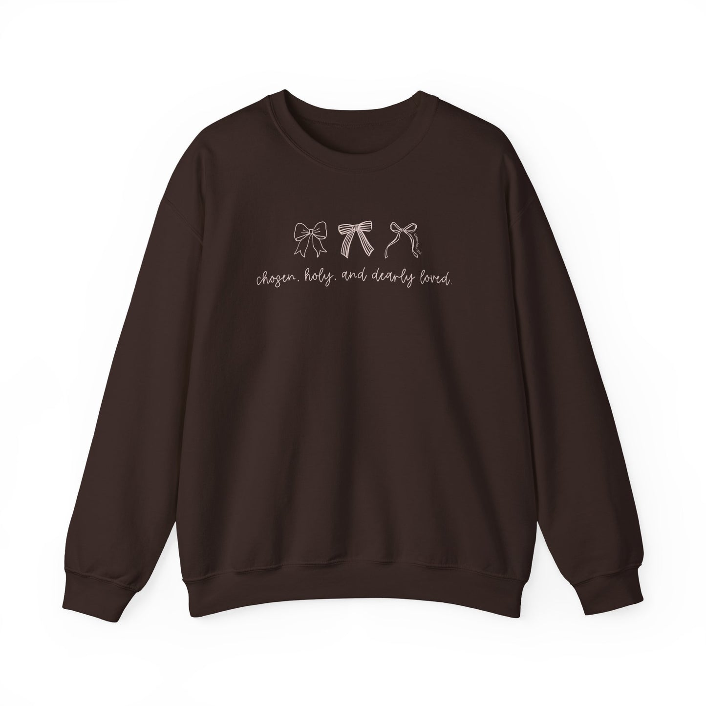 Chosen, Holy, & Dearly Loved Script Bows Crewneck Sweatshirt