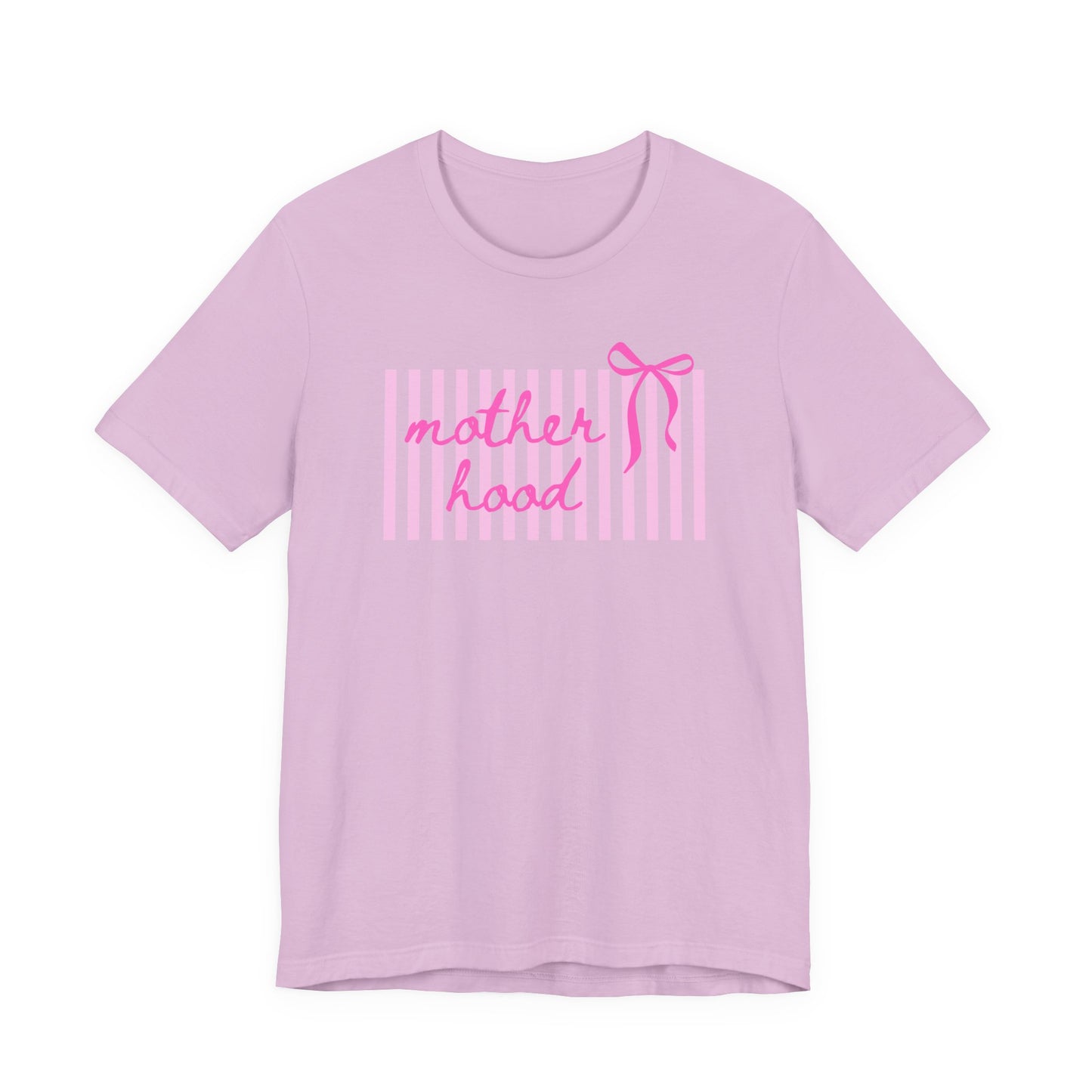 Motherhood Tee - Pink Stripes & Bow Mom Shirt