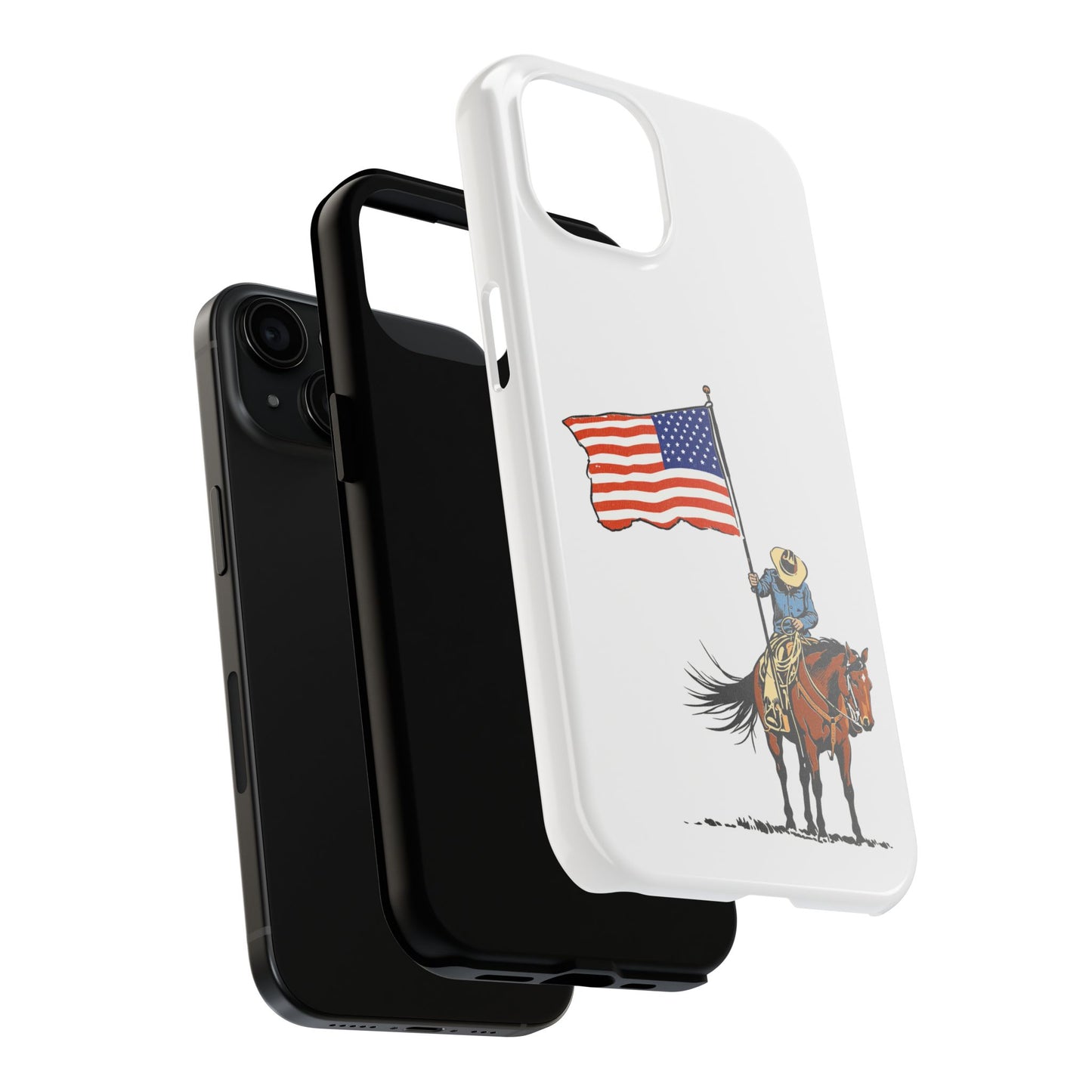 Rugged Western Phone Case — Cowboy Holding American Flag