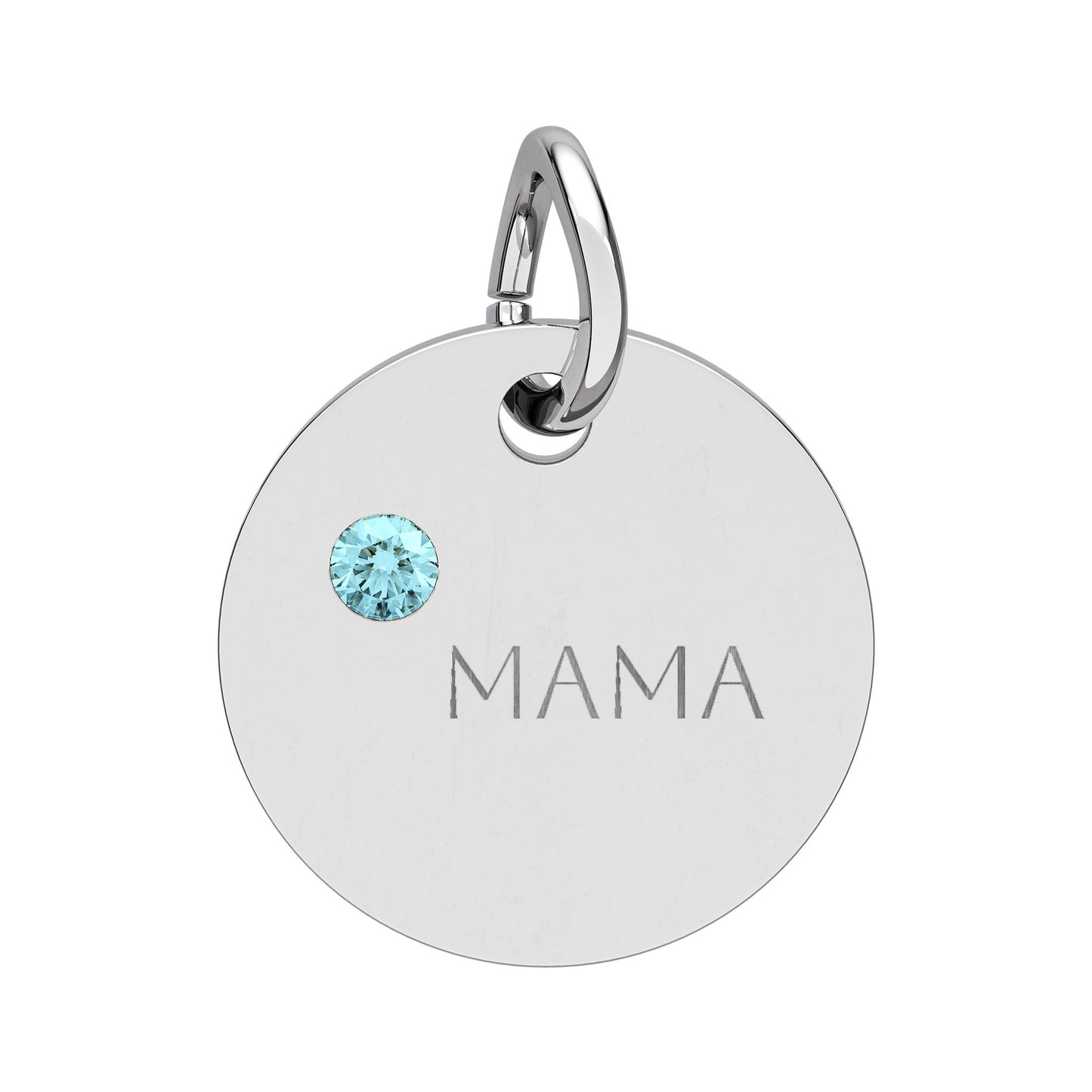 Engraved Birthstone Circle Charm 'MAMA' - Pendant Only