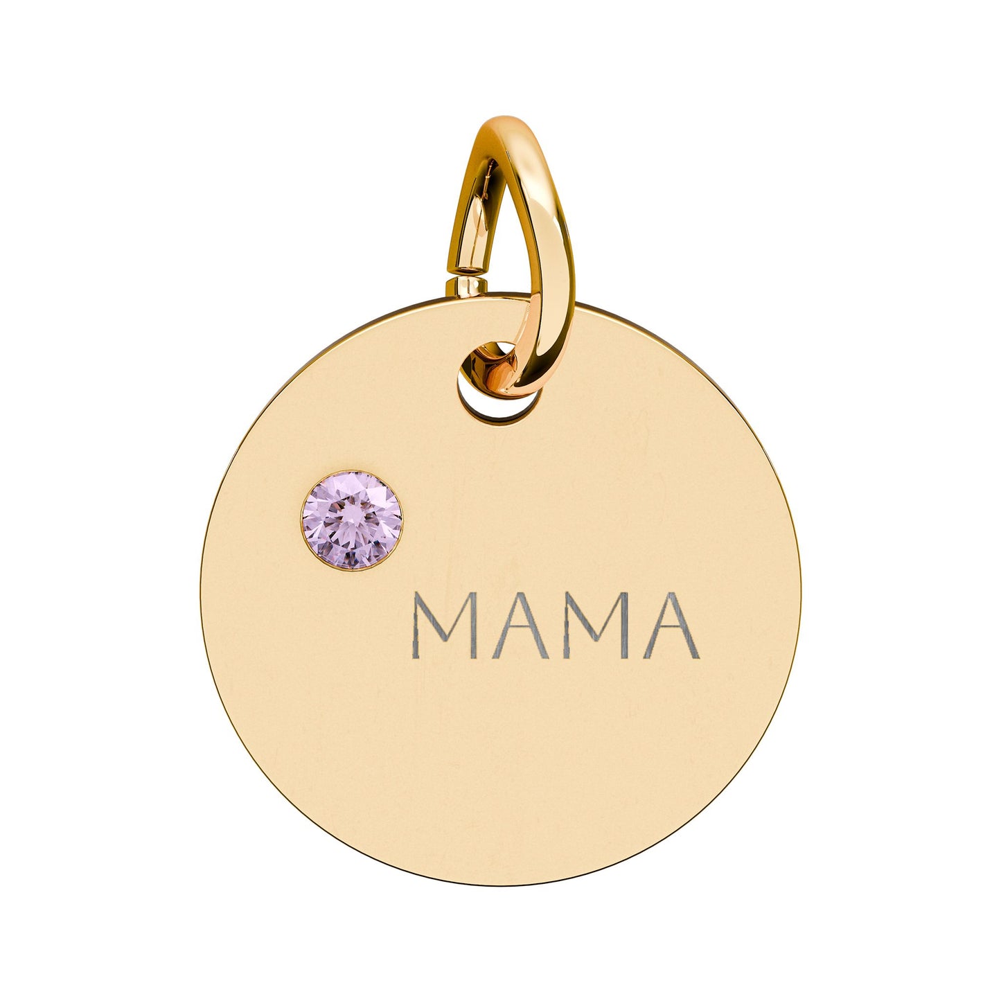 Engraved Birthstone Circle Charm 'MAMA' - Pendant Only