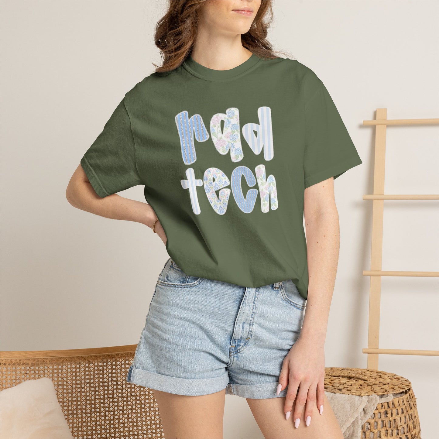 Rad Tech T-Shirt — Retro Floral 'rad tech' Graphic Tee for Radiologic Technologists