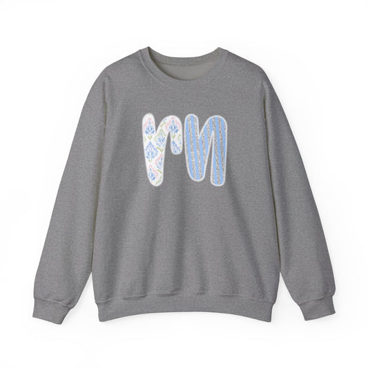 RN Floral Crewneck Sweatshirt – Blue Botanical Monogram