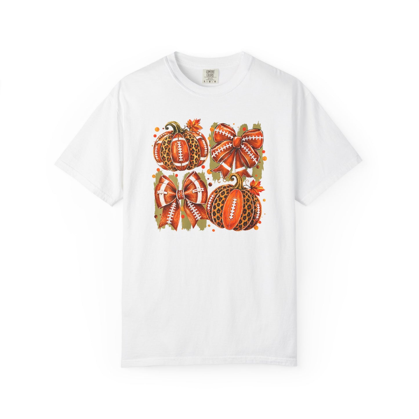 Pumpkin Patch Fall Football T-Shirt — Rustic Orange Autumn Pumpkins Tee