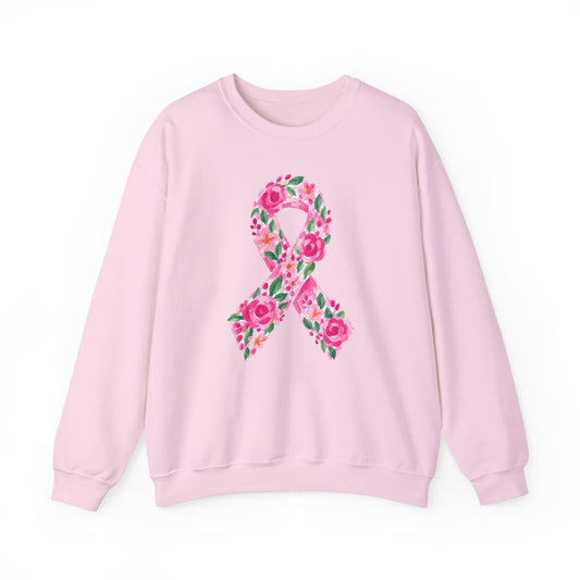 Breast Cancer Awareness Floral Ribbon Sweatshirt