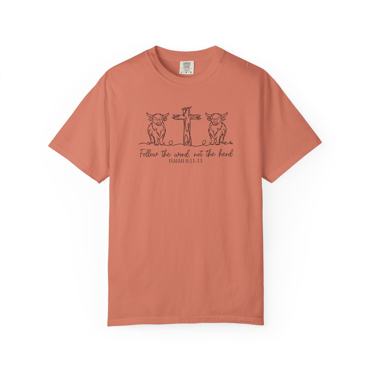 Christian Cross & Cow T-Shirt — "Follow the Word, Not the Herd" Graphic Tee
