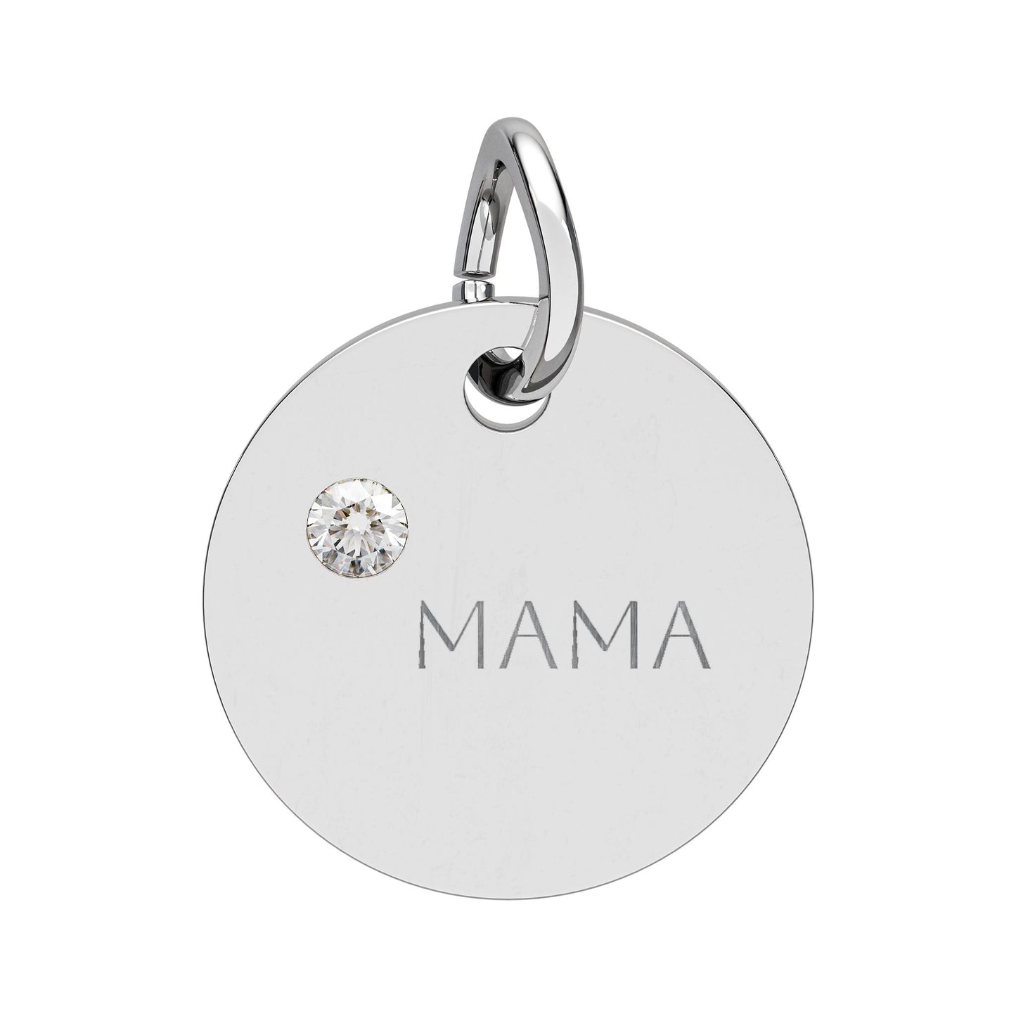 Engraved Birthstone Circle Charm 'MAMA' - Pendant Only