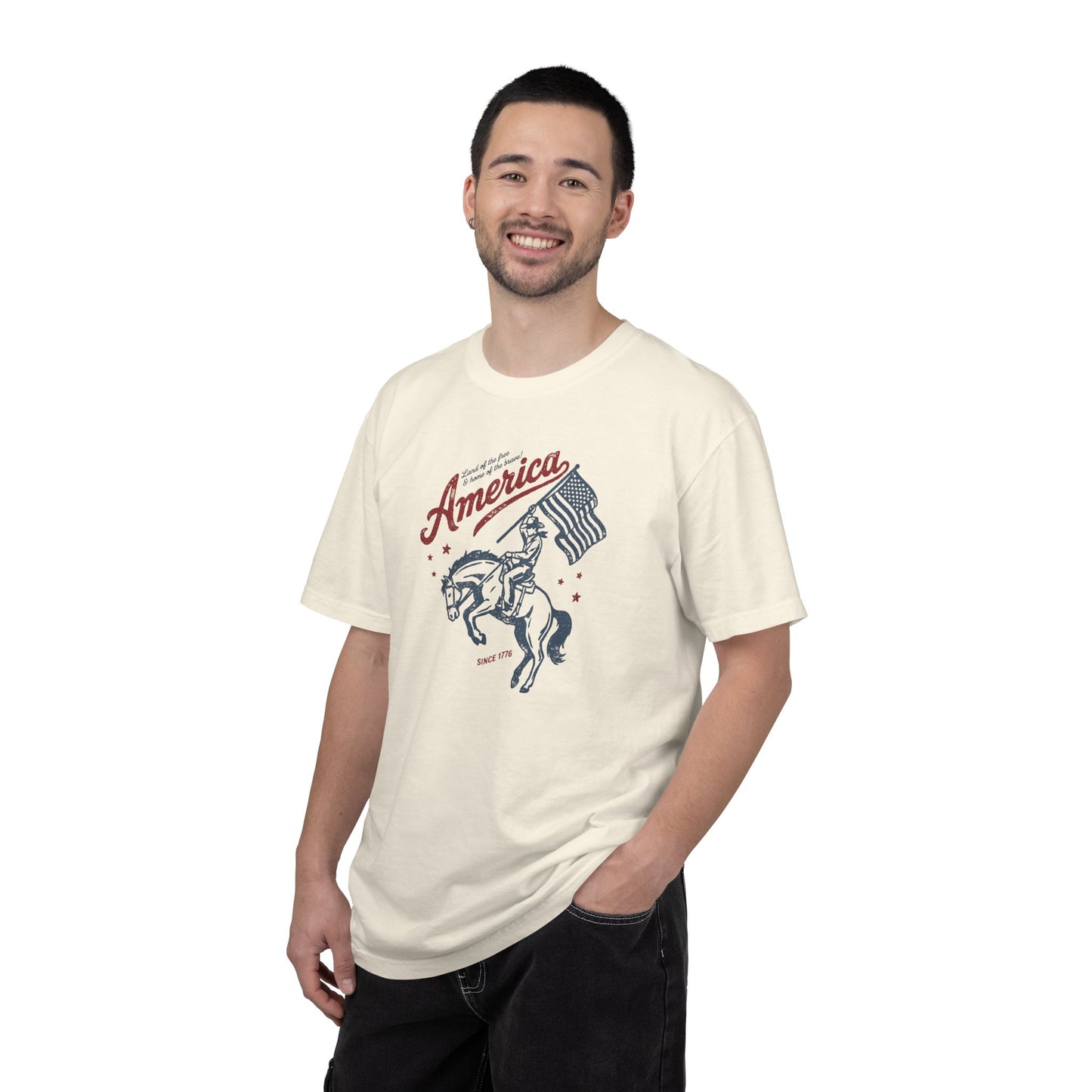 America Cowboy Flag T-Shirt – Retro Patriotic Rodeo Tee