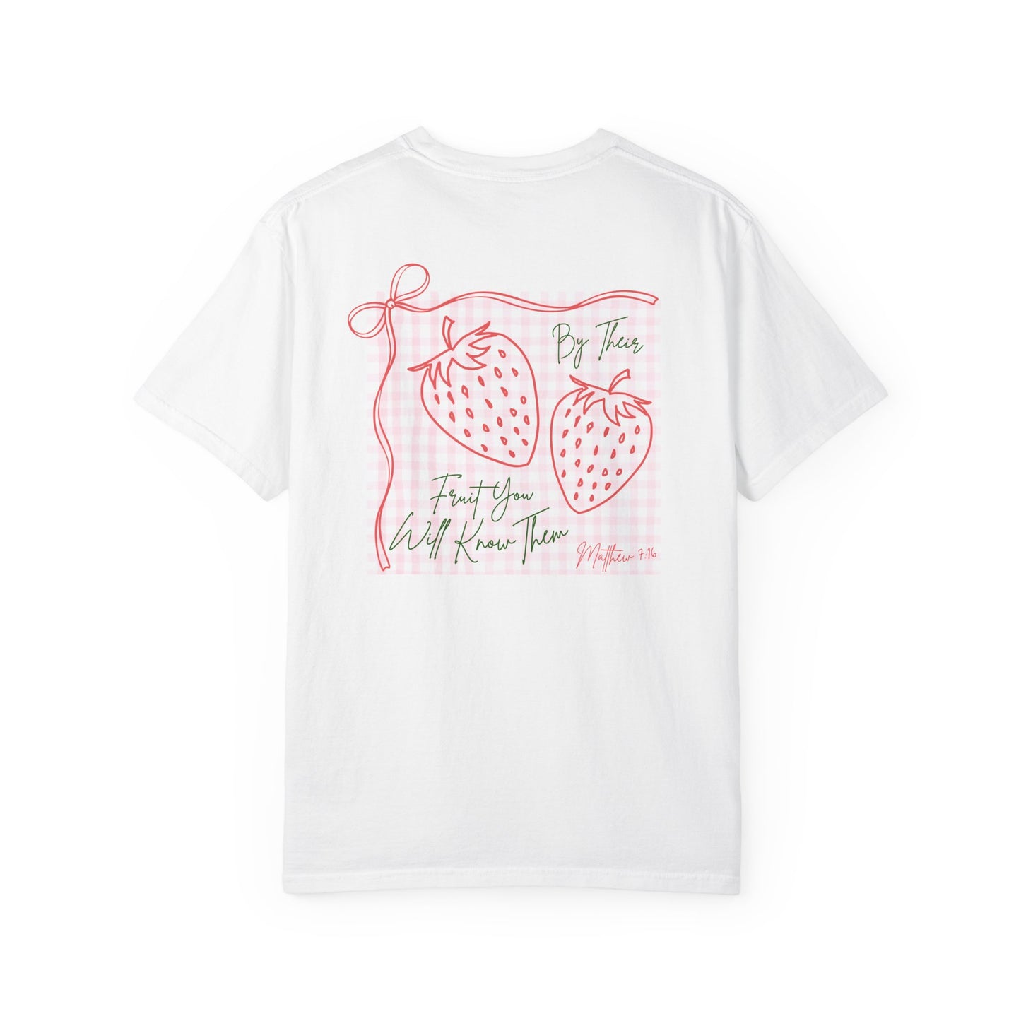 Strawberry Sketch T-Shirt — 'Matthew 7:16 Fruit' Graphic Tee