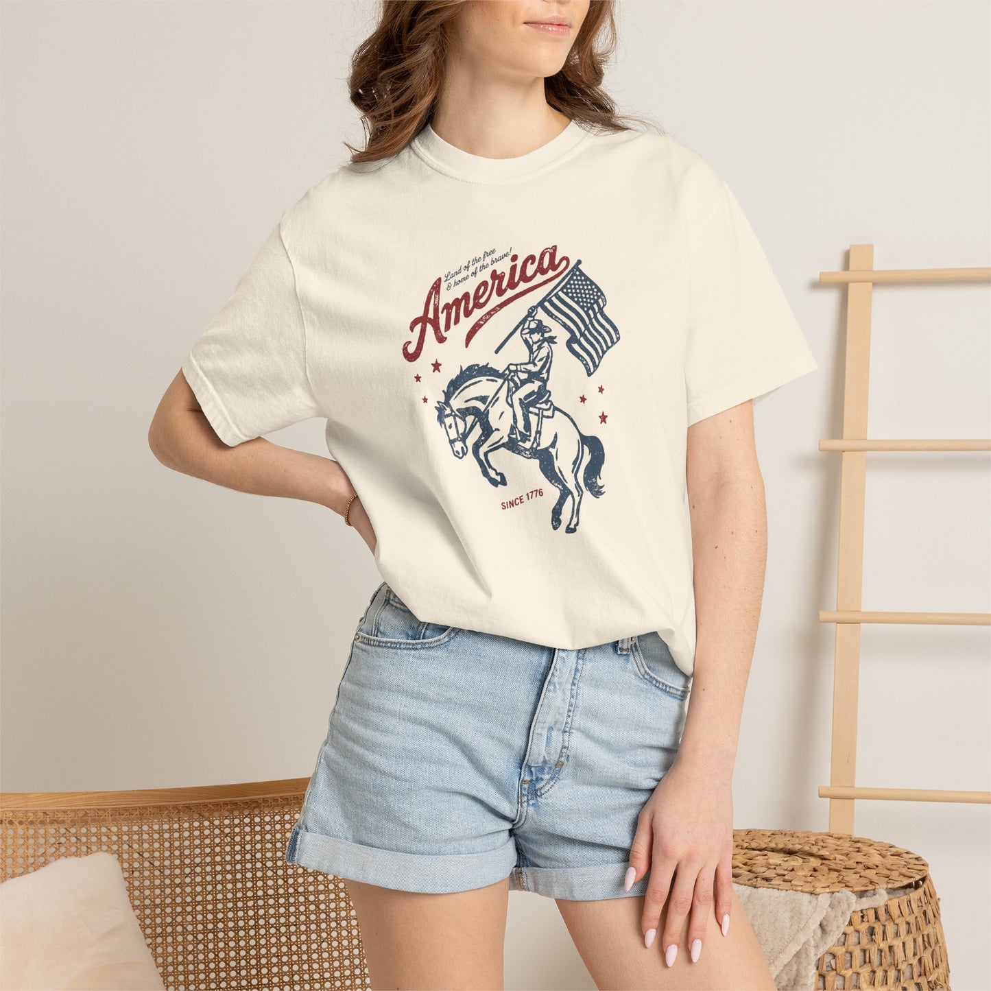 America Cowboy Flag T-Shirt – Retro Patriotic Rodeo Tee