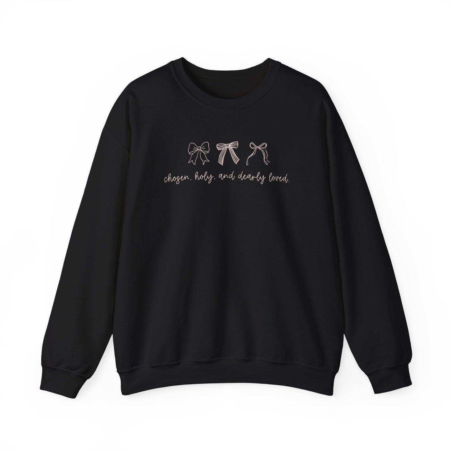 Chosen, Holy, & Dearly Loved Script Bows Crewneck Sweatshirt