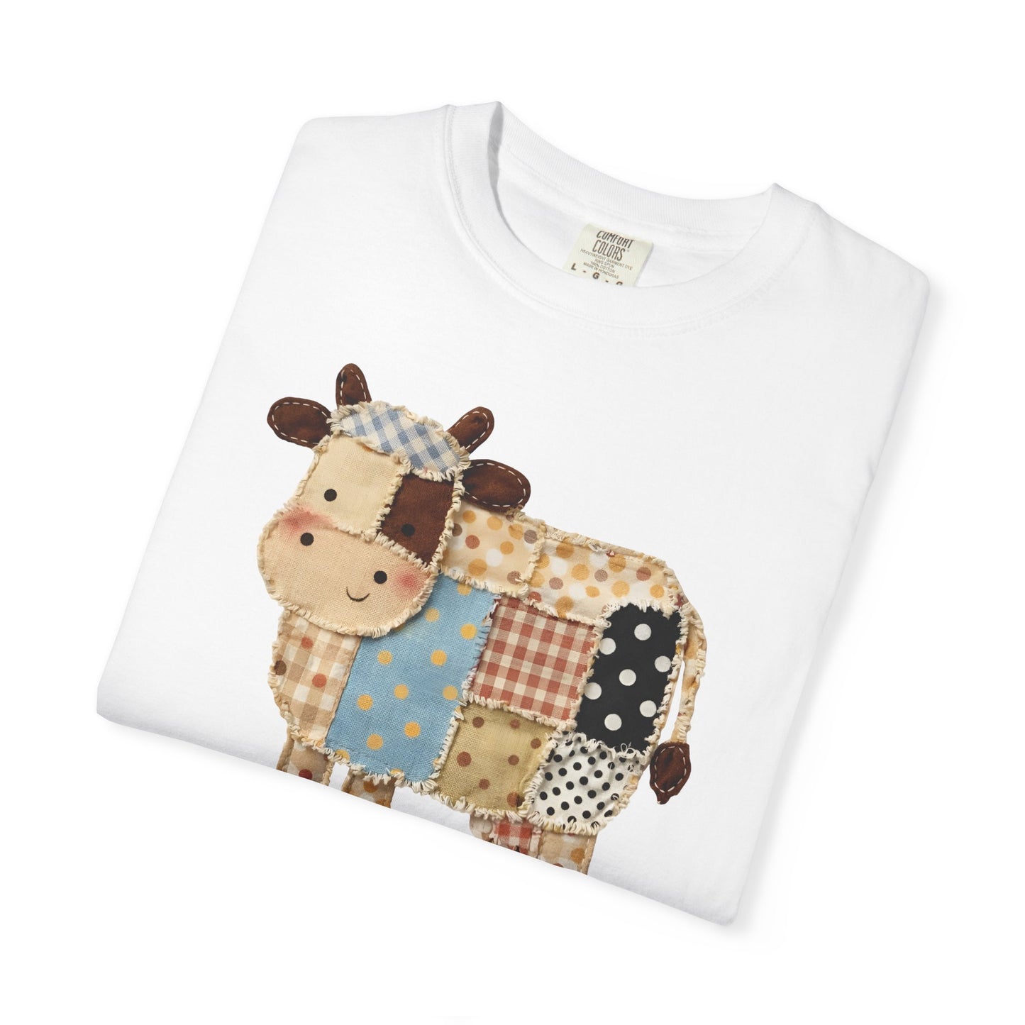 Patchwork Cow Print T-Shirt — Cute Farm Animal Graphic Tee