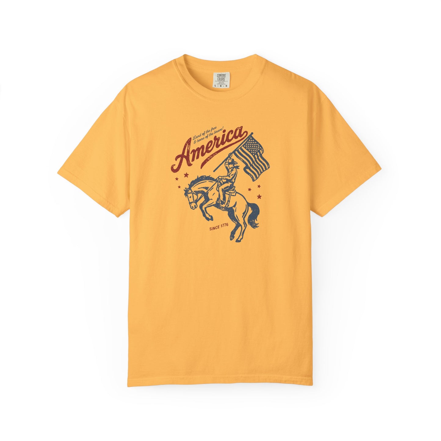America Cowboy Flag T-Shirt – Retro Patriotic Rodeo Tee