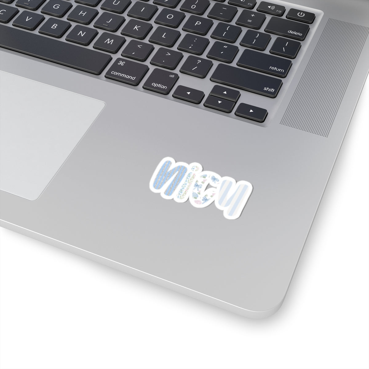 NICU Blue Floral Sticker — Kiss-Cut Laptop Decal