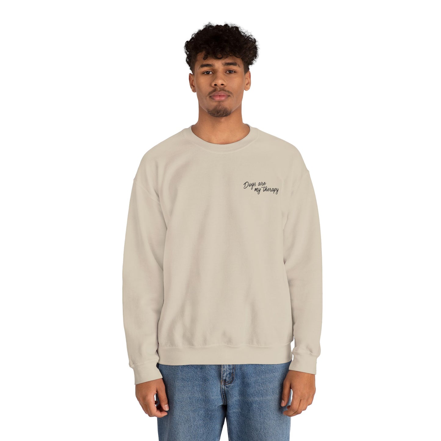 Minimal 'Dogs Are My Therapy' Crewneck Embroidered Sweatshirt
